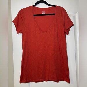 Y2K Victoria’s Secret Pink Women's V-Neck Burnt Orange Short SleeveT-Shirt